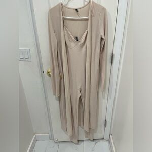 2pc Cream Jumpsuit